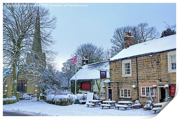 Crispin Inn and church, Ashover Village, Derbyshir Print by David Birchall