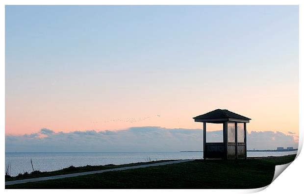 Littlestone, Kent, Beach Shelter Print by Robert Cane