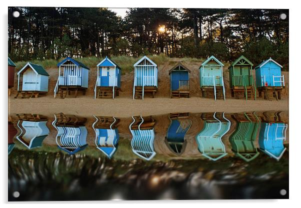Reflected beach huts Acrylic by Mark Bunning