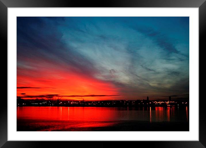 Overlooking The Mersey At Dusk Framed Mounted Print by Sandra Buchanan