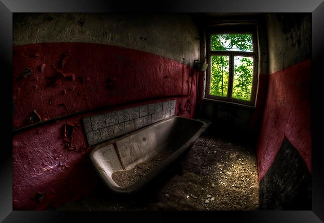Red bathroom Framed Print by Nathan Wright