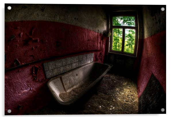 Red bathroom Acrylic by Nathan Wright