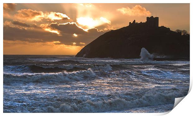 Storm at Criccieth Print by Rory Trappe