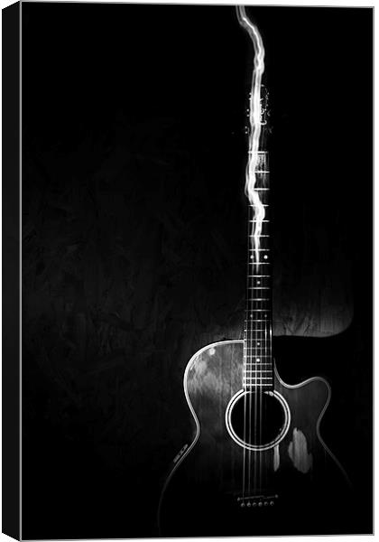 Acoustic Guitar black and white Canvas Print by Canvas Landscape Peter O'Connor