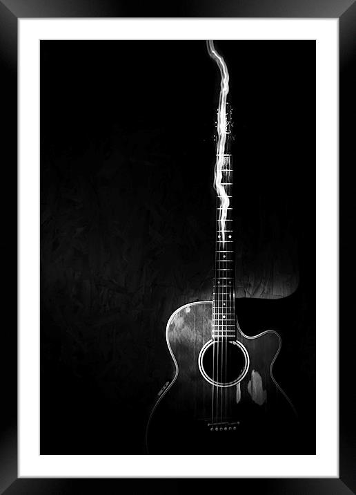Acoustic Guitar black and white Framed Mounted Print by Canvas Landscape Peter O'Connor