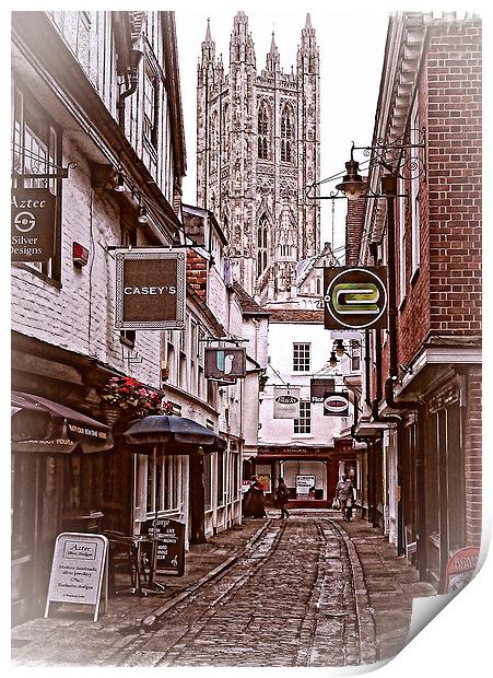 Side streets of old Canterbury Print by Rod Ohlsson