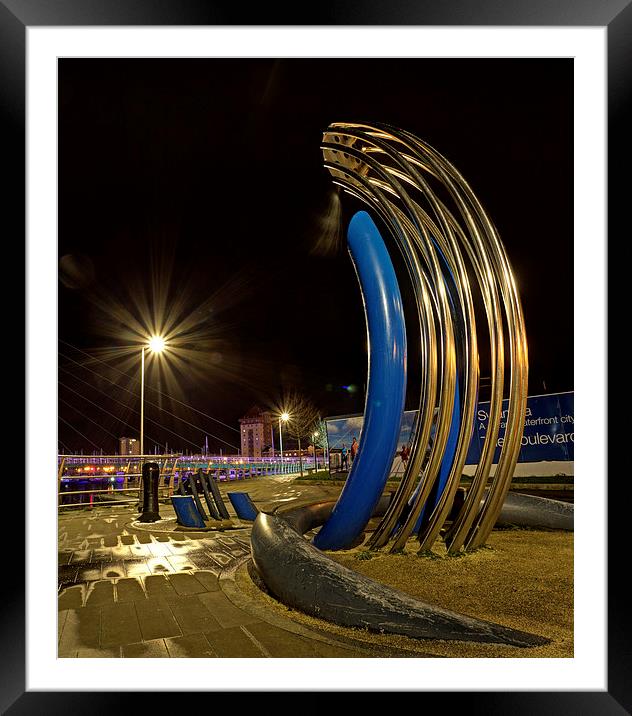 Swansea riverside sculpture Framed Mounted Print by Leighton Collins