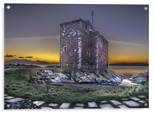 Portencross Castle at Sunset Acrylic by Tylie Duff Photo Art