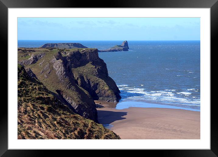 Rhossili and Worms Head Gower Framed Mounted Print by Paul Nicholas