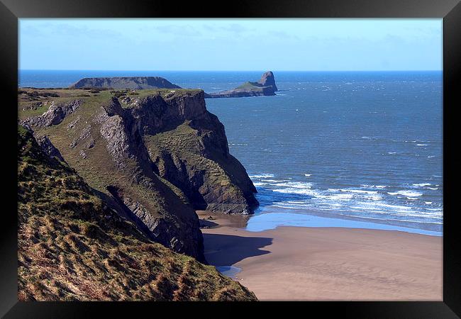 Rhossili and Worms Head Gower Framed Print by Paul Nicholas