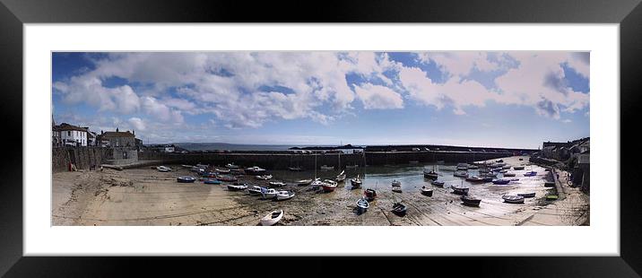 Mousehole Panorama 2 Framed Mounted Print by Linsey Williams