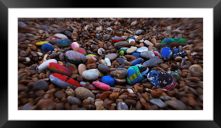 Painted Pebbles Framed Mounted Print by Karen Magee