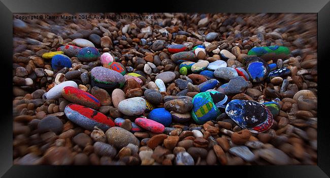 Painted Pebbles Framed Print by Karen Magee