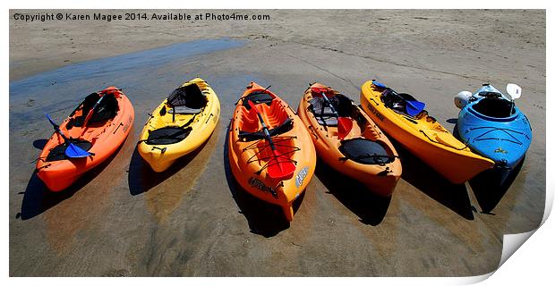 Beached Sea Kayaks Print by Karen Magee