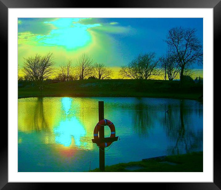 Autumn Lakeside Sunset Framed Mounted Print by philip milner