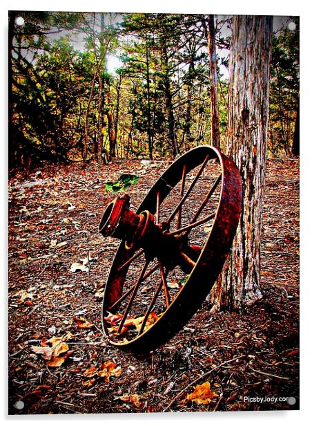 Rusty Wheel Acrylic by Pics by Jody Adams