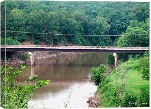 The Bridge over Neosho River Canvas Print by Pics by Jody Adams