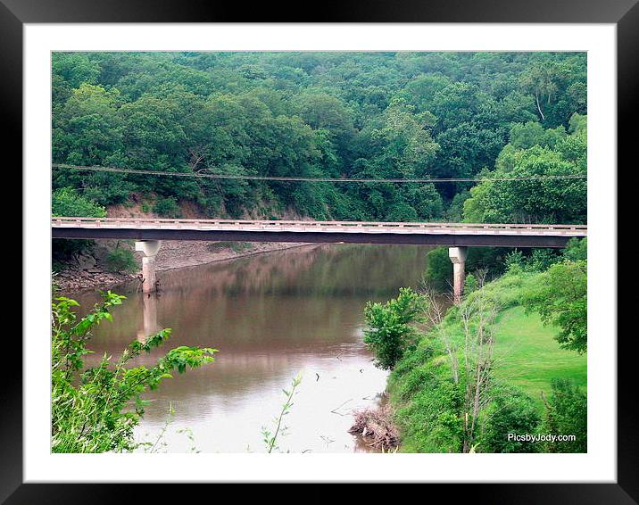 The Bridge over Neosho River Framed Mounted Print by Pics by Jody Adams