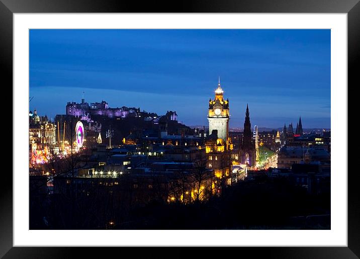 Edinburgh skyline at Christmas Framed Mounted Print by James Marsden