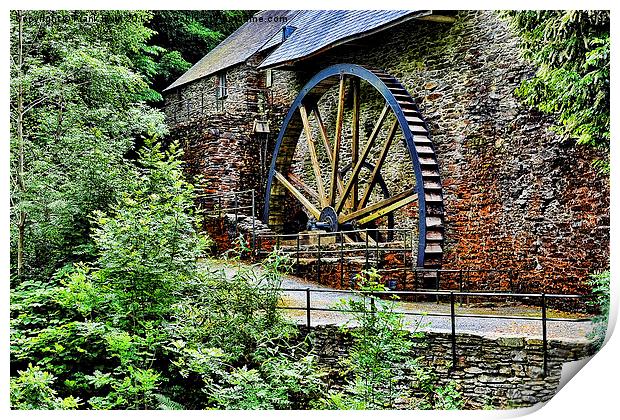 Water wheel from times gone by Print by Frank Irwin