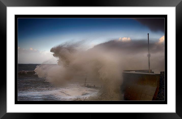 Storm ny day Aberaeron west Wales Framed Mounted Print by Andrew chittock