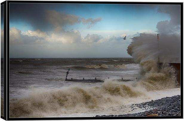 storm at sea aberaeron Canvas Print by Andrew chittock