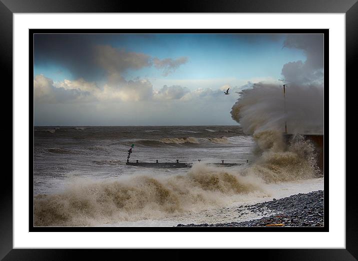 storm at sea aberaeron Framed Mounted Print by Andrew chittock