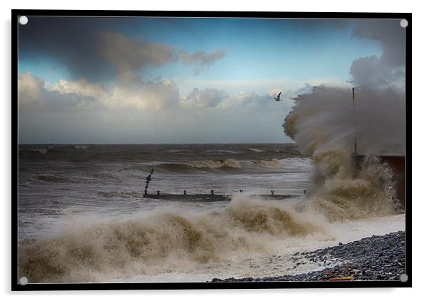 storm at sea aberaeron Acrylic by Andrew chittock