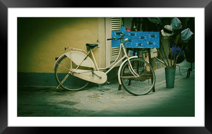 Retro pushbike in Soller Mallorca Framed Mounted Print by Greg Marshall