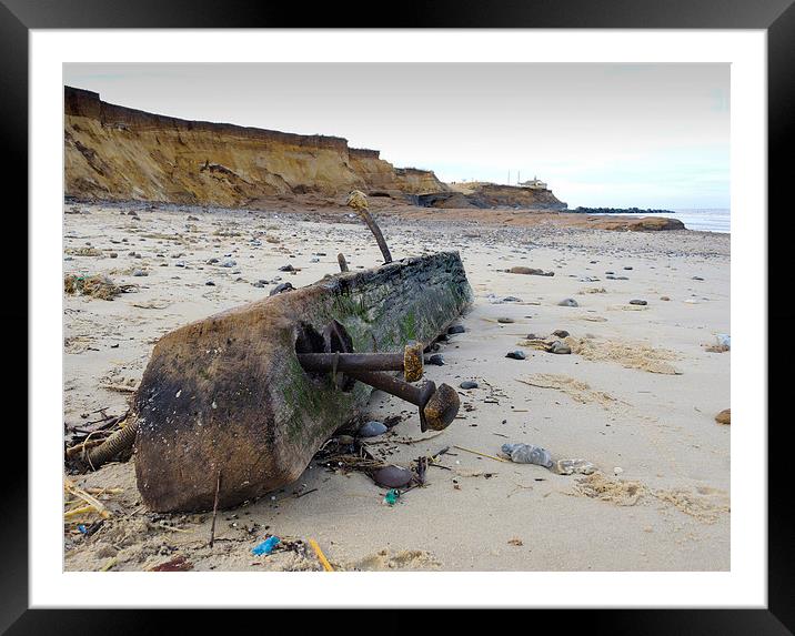 Following the Storm - Driftwood on Happisburgh Bea Framed Mounted Print by john hartley