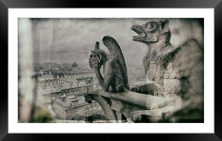 Stryga Gargoyle Notre-Dame Paris Framed Mounted Print by Greg Marshall