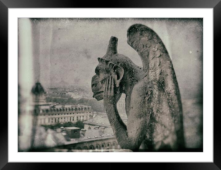 Stryga Gargoyle Notre-Dame Paris Framed Mounted Print by Greg Marshall