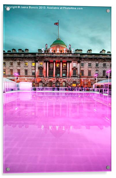 Skating at Somerset House Acrylic by Jasna Buncic