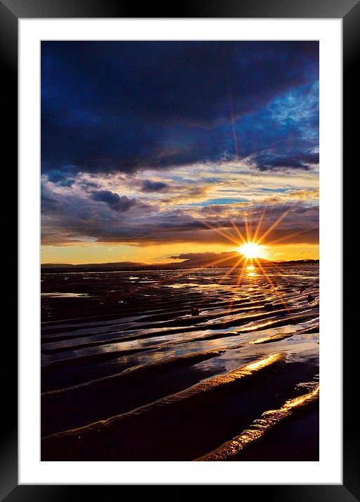 Sunset on Stevenston Beach Framed Mounted Print by carolann walker