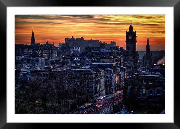 Edinburgh Sunset from Calton Hill Framed Mounted Print by Leo Jaleo 