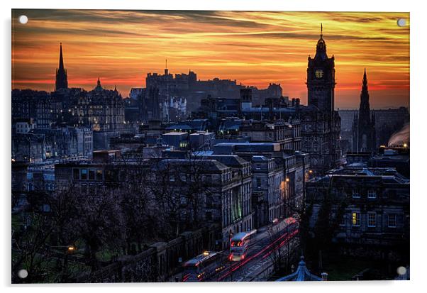 Edinburgh Sunset from Calton Hill Acrylic by Leo Jaleo 