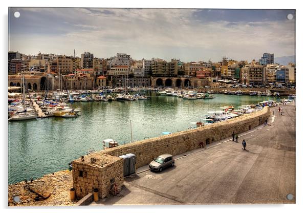 Heraklion Old Port Acrylic by Tom Gomez