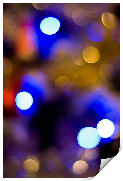 Bokeh Lights from Christmas Tree Print by Jay Lethbridge