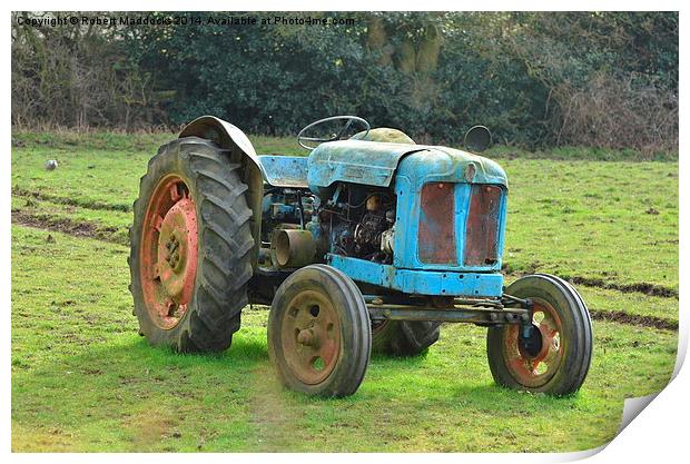Old Blue Tractor Print by Robert Maddocks