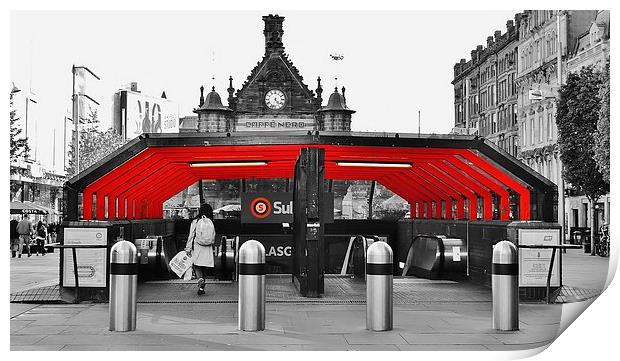 A touch of red in Glasgow Print by carolann walker