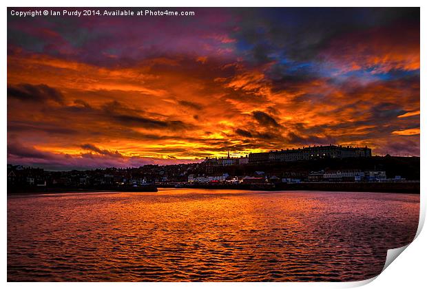 Sunset over Whitby Print by Ian Purdy