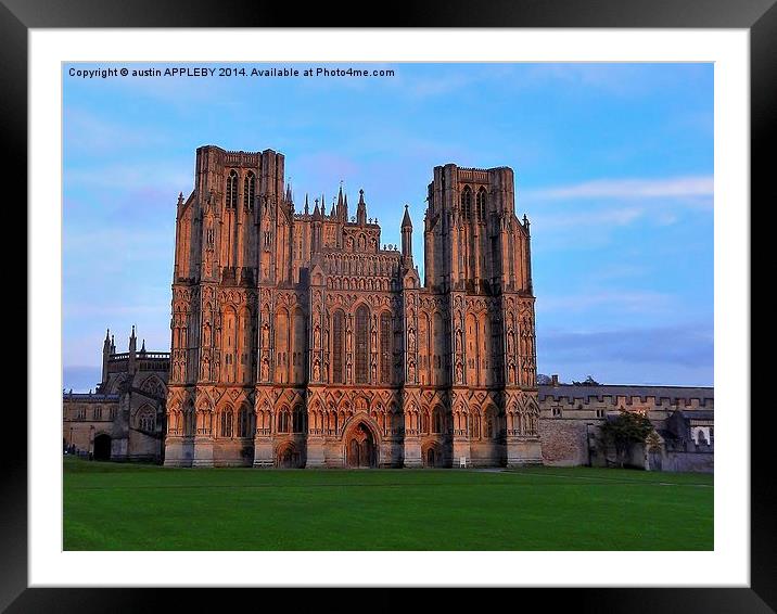 WINTER SUNSET ON WELLS CATHEDRAL Framed Mounted Print by austin APPLEBY