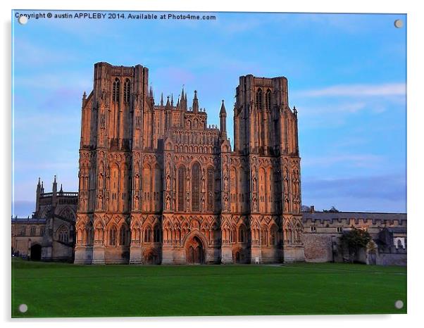 WINTER SUNSET ON WELLS CATHEDRAL Acrylic by austin APPLEBY