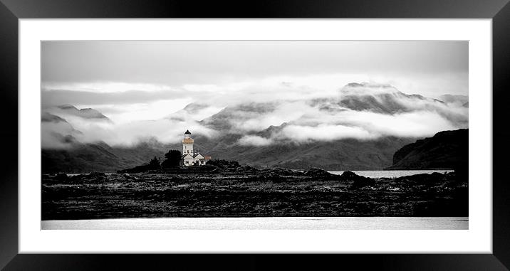 Armadale Lighthouse Isle of Skye Black and white Framed Mounted Print by James Meacock