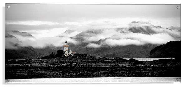 Armadale Lighthouse Isle of Skye Black and white Acrylic by James Meacock