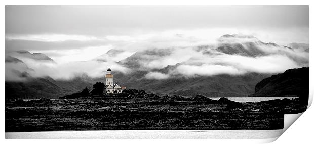 Armadale Lighthouse Isle of Skye Black and white Print by James Meacock