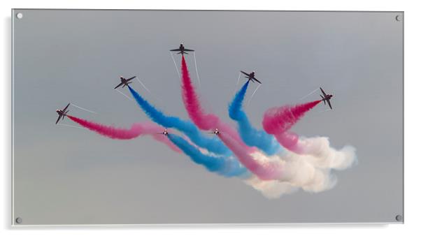 Red Arrows and coloured smoke Acrylic by Kenneth Dear