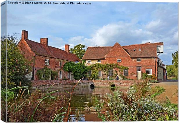 Flatford Mill river Stour, Canvas Print by Diana Mower