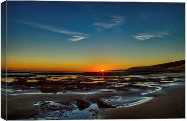 Sunrise & Rock Pools Canvas Print by Cliff Miller