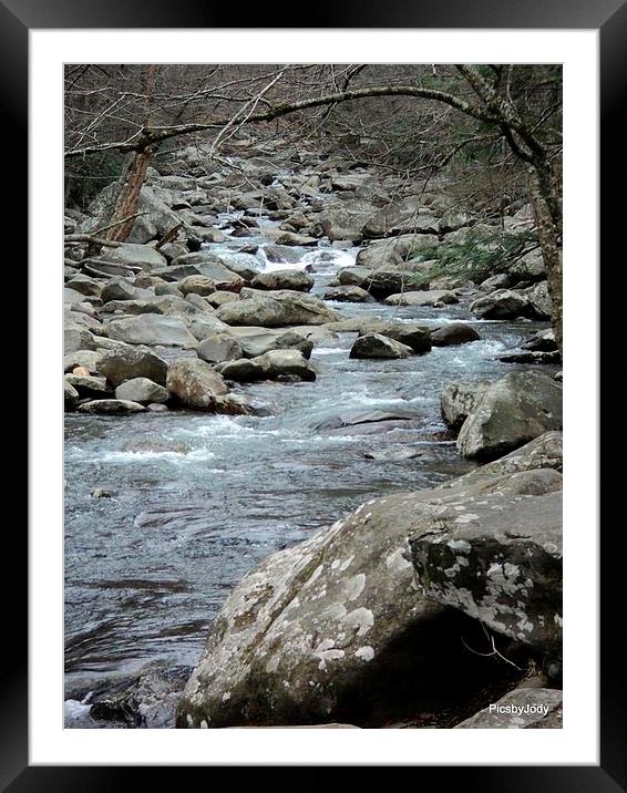 Brook from the smokies-001 Framed Mounted Print by Pics by Jody Adams